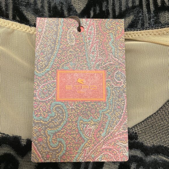 Etro Black 2024 Tulle and Jacquard Velvet Top - Picture 5 of 6